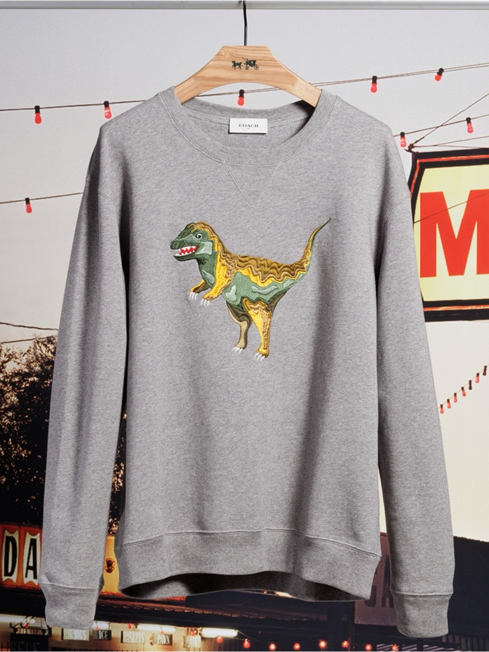 Coach 1941 Rexy Intarsia Sweatshirt Gray Size: Medium